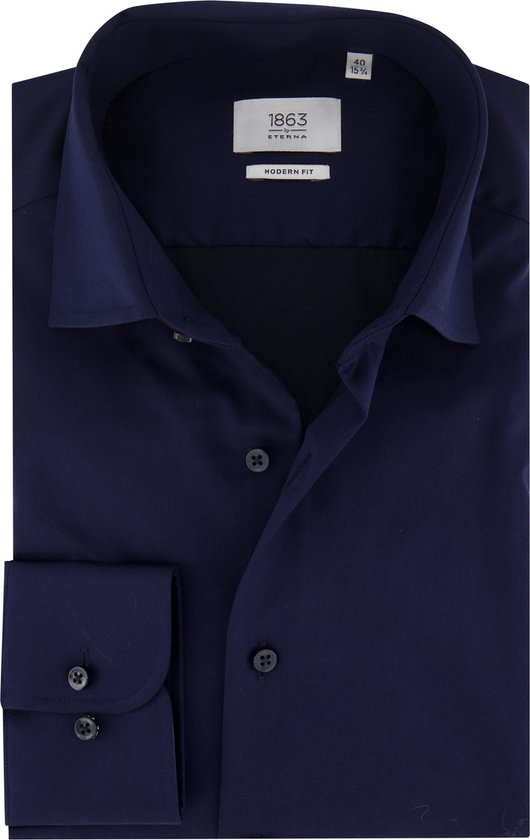 ETERNA 1863 modern fit premium overhemd - mouwlengte 72 cm - 2-ply twill heren overhemd - donkerblauw - Strijkvrij - Boordmaat: 40