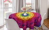 Mandala rond tafelkleed, regenboog-hippie, cirkel tafelkleed, afdekking voor eetkamer, keuken, decoratie, 150 cm, roze rood