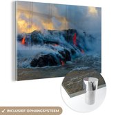 MuchoWow® Glasschilderij 60x40 cm - Schilderij acrylglas - Lava in Oceanië fotoprint - Foto op glas - Schilderijen