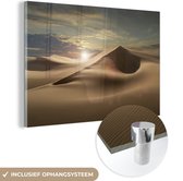 MuchoWow® Glasschilderij 90x60 cm - Schilderij acrylglas - Zandduinen in een woestijn - Foto op glas - Schilderijen