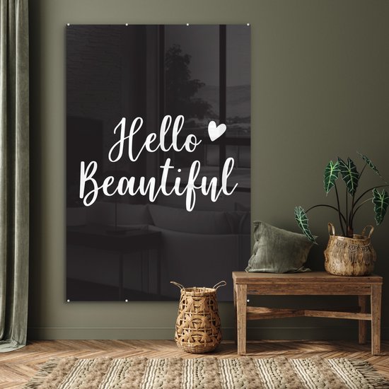 MuchoWow® Peinture sur verre 100x150 cm - Peinture sur verre acrylique - Dictons - Bonjour belle - Citations - Photo sur verre - Peintures