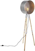 QAZQA Barrel - Retro Vloerlamp | Staande Lamp met kap - 1 lichts - H 1430 mm - Grijs -  Woonkamer | Slaapkamer | Keuken