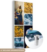 MuchoWow® Glasschilderij 40x80 cm - Schilderij acrylglas - Melkmeisje - Meisje met de Parel - Collage - Foto op glas - Schilderijen