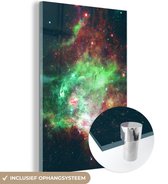 Peinture sur Verre - Espace - Vert - Rouge - 40x60 cm - Peintures Plexiglas