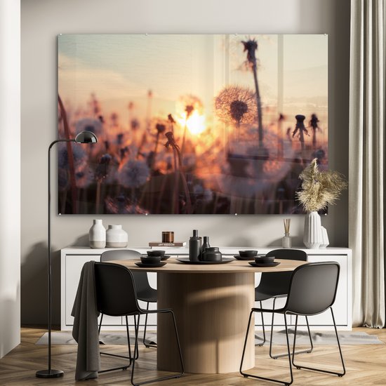Peinture sur Verre - Pissenlit - Coucher de Soleil - Printemps - 150x100 cm - Peintures sur Verre Peintures - Photo sur Glas