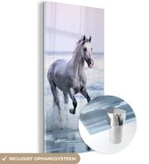 MuchoWow® Glasschilderij 80x160 cm - Schilderij acrylglas - Paarden - Lucht - Zee - Foto op glas - Schilderijen