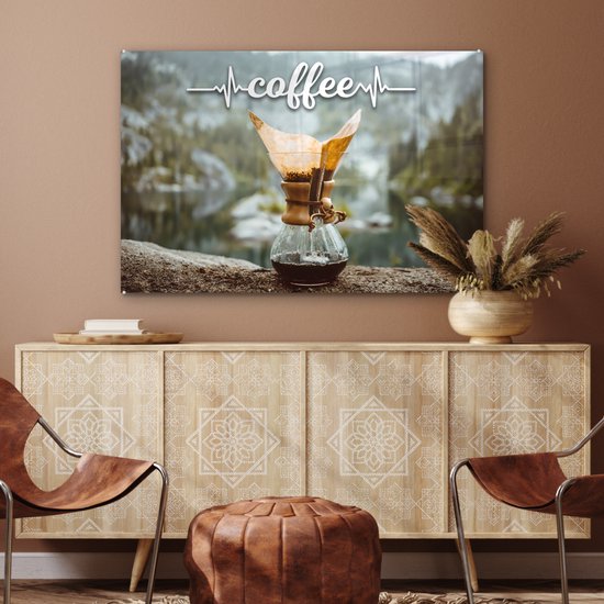 Peinture sur verre - Café citation ' Coffee' fond avec café traditionnel - 90x60 cm - Peintures sur Verre Peintures - Photo sur Glas