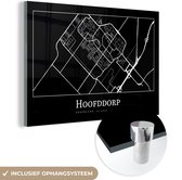 MuchoWow® Glasschilderij 60x40 cm - Schilderij acrylglas - Plattegrond - Hoofddorp - Kaart - Stadskaart - Foto op glas - Schilderijen