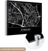 MuchoWow® Glasschilderij 160x120 cm - Schilderij acrylglas - Plattegrond - Stadskaart - Utrecht - Kaart - Foto op glas - Schilderijen