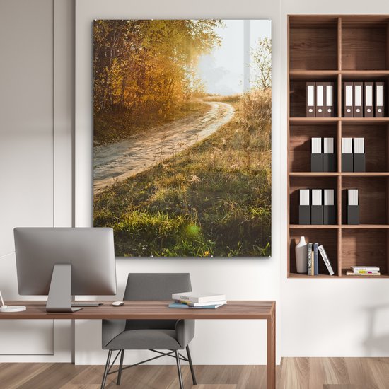 MuchoWow® Peinture sur verre 120x160 cm - Peinture sur verre acrylique - Chemin - Nature - Arbre - Photo sur verre - Peintures