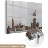 MuchoWow® Glasschilderij 60x40 cm - Schilderij acrylglas - Zeemeeuw - Venetië - Vogel - Foto op glas - Schilderijen