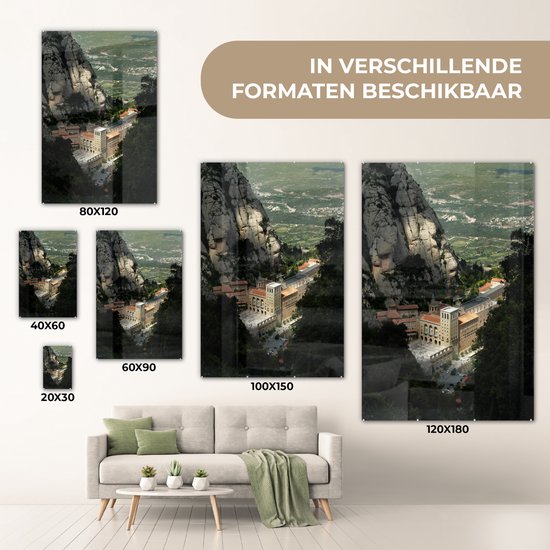 Monastère de Montserrat entre les montagnes Glas 20x30 cm - petit - Tirage photo sur Glas (décoration murale en plexiglas)