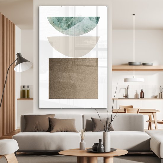 MuchoWow® Peinture sur verre 100x150 cm - Peinture sur verre acrylique - Formes géométriques - Minimalisme - Pastel - Photo sur verre - Peintures