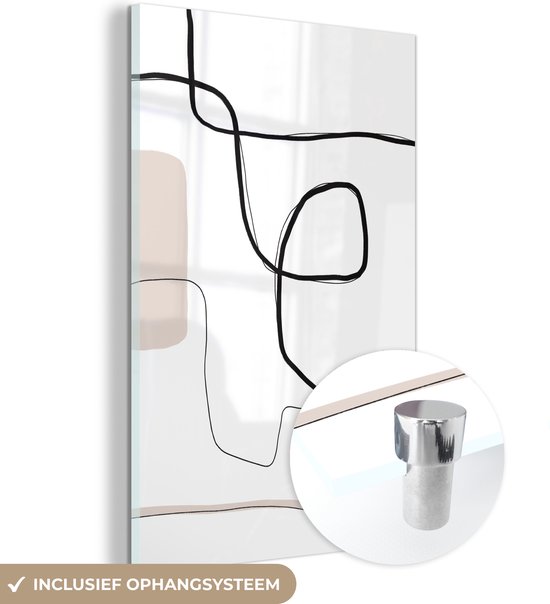 MuchoWow® Peinture sur verre 100x150 cm - Peinture sur verre acrylique - Abstrait - Pastel - Minimalisme - Photo sur verre - Peintures