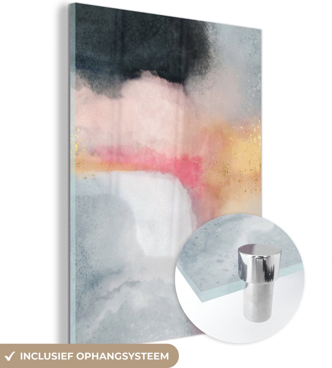 MuchoWow® Glasschilderij 90x120 cm - Schilderij acrylglas - Verf - Abstract - Design - Fot