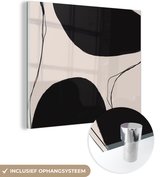 MuchoWow® Glasschilderij 20x20 cm - Schilderij acrylglas - Pastel - Zwart - Minimalisme - Foto op glas - Schilderijen
