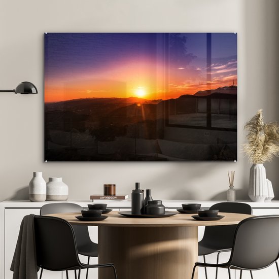 Coucher de soleil sur les montagnes Glas 90x60 cm - Tirage photo sur Glas (Décoration murale plexiglas)