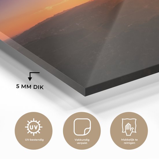 Coucher de soleil sur les montagnes Glas 90x60 cm - Tirage photo sur Glas (Décoration murale plexiglas)