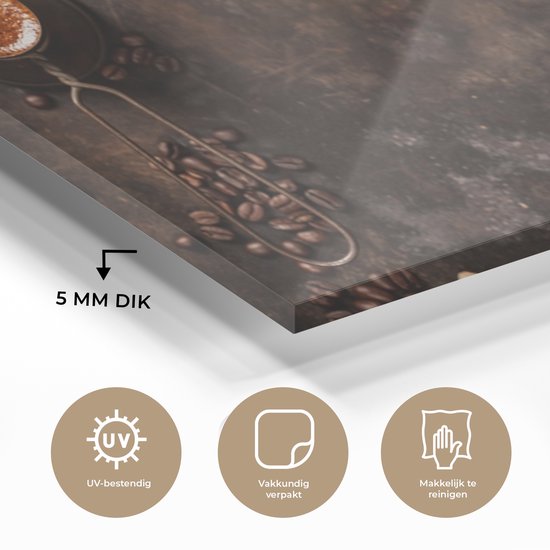 MuchoWow® Peinture sur verre - Grains de café - Café - Sac - 90x60 cm - Peintures sur verre acrylique - Photo sur Glas