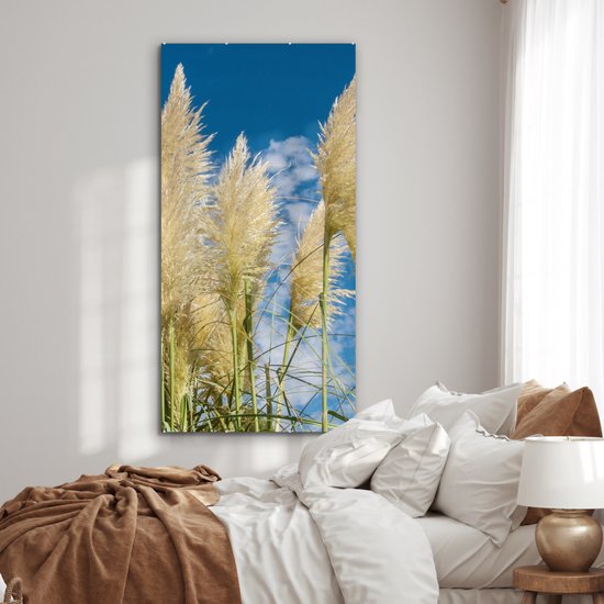 MuchoWow® Peinture sur verre 80x160 cm - Peinture sur verre acrylique - Herbe de la pampa - Plante - Nature - Photo sur verre - Peintures