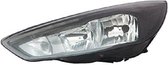 Ford Focus, 2014 - 2018 - koplamp, Varroc, zwart, H7+H1+daglicht, LED, incl stelmotortje, links