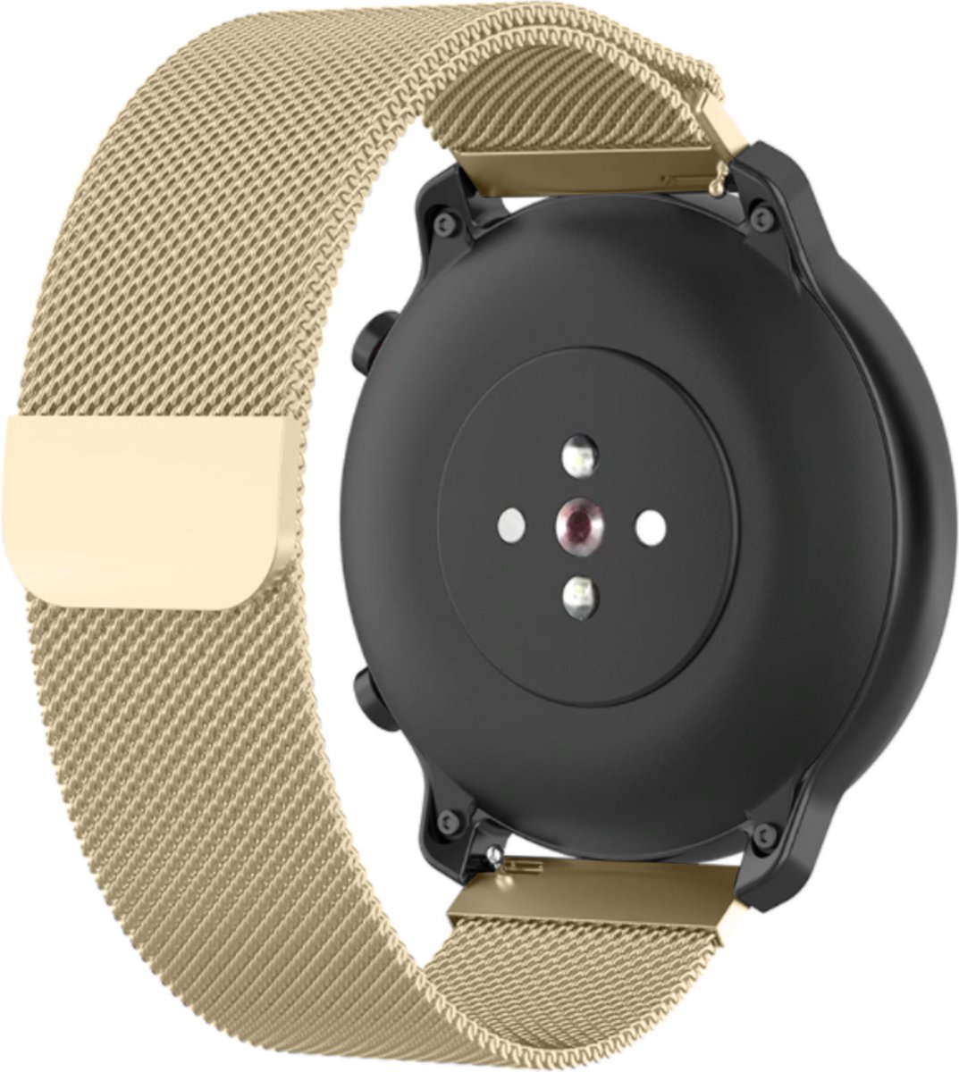 Strap-it Milanees bandje 20mm - luxe smartwatch horlogeband geschikt voor Samsung Galaxy Watch 42mm / Active / Active2 - 40 & 44mm / Galaxy Watch 3 41mm / Gear Sport - Amazfit Bip / GTS 1-2-3-4 / GTR 42mm - Champagne