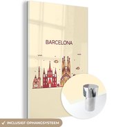 MuchoWow® Glasschilderij 80x120 cm - Schilderij acrylglas - Barcelona - Skyline - Spanje - Foto op glas - Schilderijen