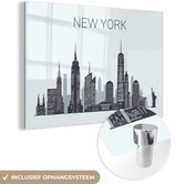 MuchoWow® Glasschilderij 90x60 cm - Schilderij acrylglas - New York - Amerika - Skyline - Foto op glas - Schilderijen