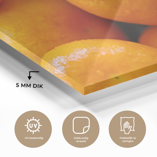 MuchoWow® Peinture sur verre 120x80 cm - Peinture sur verre acrylique - Mandarines brillantes en tas - Photo sur verre - Peintures