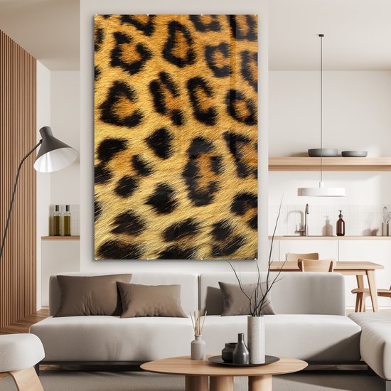 MuchoWow® Glasschilderij 120x180 cm - Schilderij acrylglas - Vacht - Panter - Dieren - Foto op glas - Schilderijen