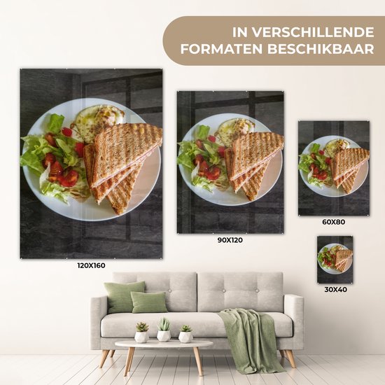MuchoWow® Tableau sur Verre - Plats - Sandwich - Légumes - 60x80 cm - Peintures sur Verre Acrylique - Photo sur Glas
