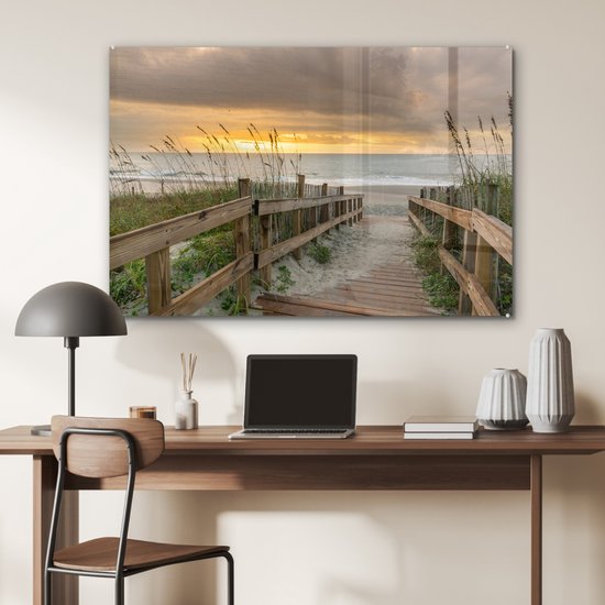 Peinture sur verre - Plage - Mer - Dune - Chemin - 120x80 cm - Peintures Plexiglas