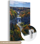 MuchoWow® Glasschilderij 80x120 cm - Schilderij acrylglas - Amerika - Waterval - Natuur - Foto op glas - Schilderijen