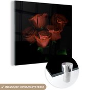 MuchoWow® Glasschilderij 90x90 cm - Schilderij acrylglas - Rozen - Bloemen - Boeket - Foto op glas - Schilderijen