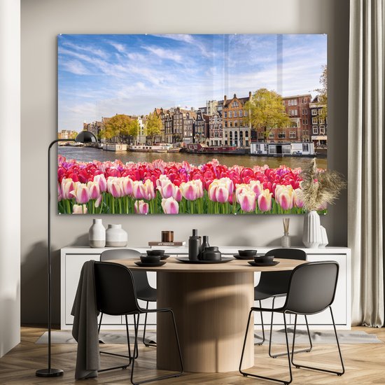 Peinture sur Verre - Skyline - Canaux - Amsterdam - 150x100 cm - Peintures sur Verre Peintures - Photo sur Glas