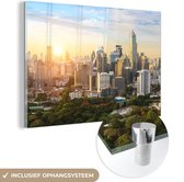 MuchoWow® Glasschilderij 120x80 cm - Schilderij acrylglas - Skyline - Bangkok - Thailand - Foto op glas - Schilderijen