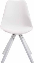 Bezoekersstoel Orlando - Eetkamerstoel - Wit kunstleer - Witte poten - Set van 1 - Zithoogte 48 cm - Deluxe