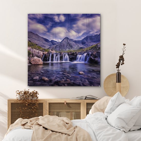 Art sur Verre - Royaume-Uni - Cascade - Lac - 90x90 cm - Peintures sur Verre Peintures - Photo sur Glas