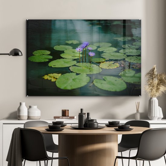 Peinture sur verre - Fleurs - Feuilles - Plus - 90x60 cm - Peintures Plexiglas