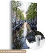 MuchoWow® Peinture sur Verre - Amsterdam - Bateau - Nederland - 100x150 cm - Peintures sur Verre Acrylique - Photo sur Glas