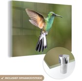 MuchoWow® Glasschilderij 30x20 cm - Schilderij acrylglas - Kolibrie - Vogels - Veren - Foto op glas - Schilderijen