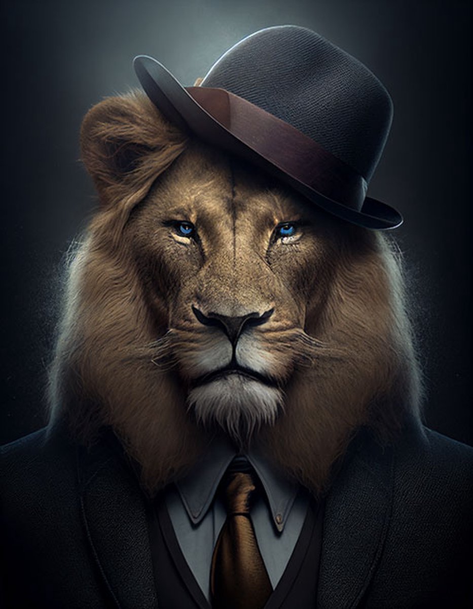 AI - Woondecoratie - Poster - Dieren - Leeuw - Pak - 3 - 40 x 50 cm
