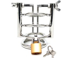 Rimba Bondage Play - Urinebuis Stretcher Met Cockring En Hangslot - RVS