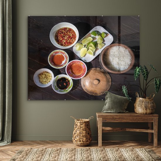 MuchoWow® Peinture sur verre 160x120 cm - Peinture sur verre acrylique - Riz vietnamien - Photo sur verre - Peintures