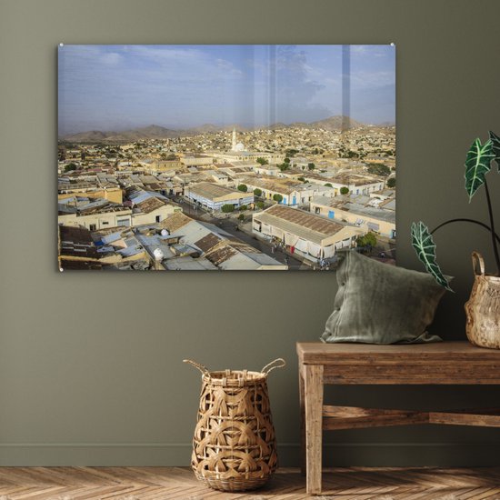 MuchoWow® Peinture sur Verre - Vue A Vol d'Oiseau de Keren - 90x60 cm - Peintures sur Verre Peintures - Photo sur Glas