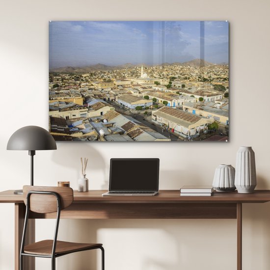 MuchoWow® Peinture sur Verre - Vue A Vol d'Oiseau de Keren - 90x60 cm - Peintures sur Verre Peintures - Photo sur Glas