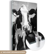 MuchoWow® Glasschilderij 80x120 cm - Schilderij glas - Kudde koeien in een weiland - Foto op acrylglas - Schilderijen
