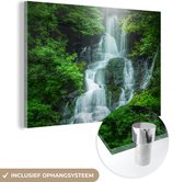 MuchoWow® Glasschilderij 120x80 cm - Schilderij acrylglas - Waterval in Ierland - Foto op glas - Schilderijen