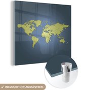 MuchoWow® Glasschilderij 20x20 cm - Schilderij acrylglas - Wereldkaart - Simpel - Groen - Foto op glas - Schilderijen