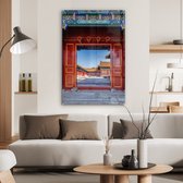 MuchoWow® Glasschilderij 80x120 cm - Schilderij acrylglas - De deuren van de Verboden Stad in China - Foto op glas - Schilderijen